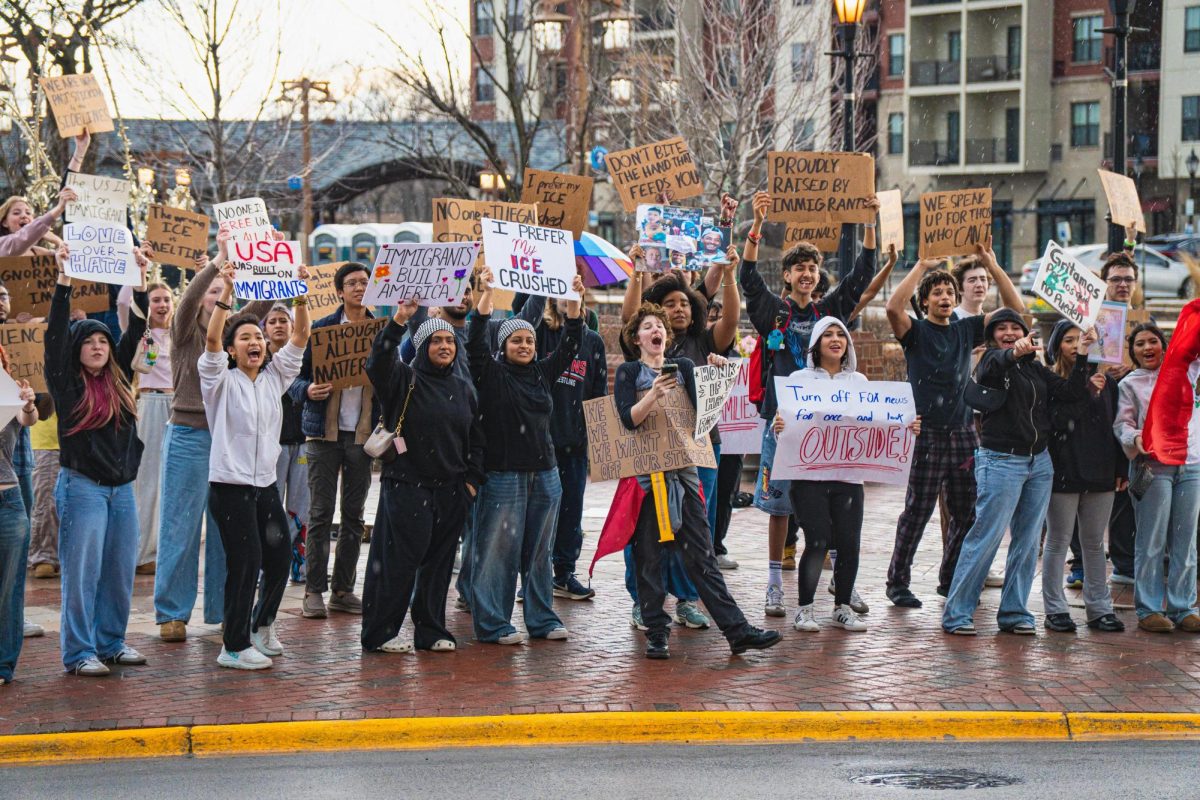Students Gather Along Oak Park Avenue in an Act of Protest